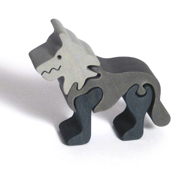 Drewniane puzzle układane mały Wilk