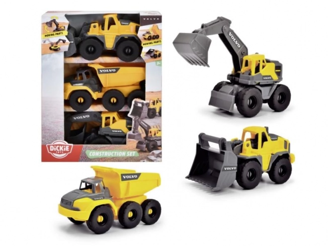 Zestaw budowlany VOLVO – 3 maszyny budowlane, 16 cm (1:36)