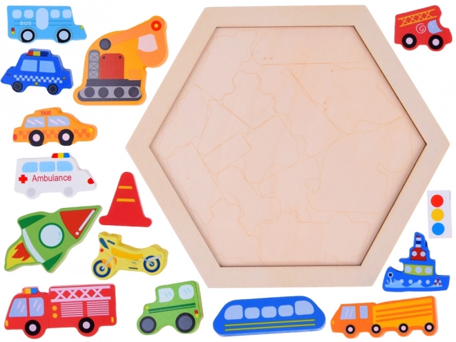 Drewniane puzzle Pojazdy