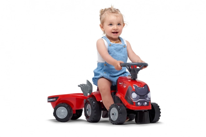 Jeżdżący traktor Baby Case IH czerwony z przyczepą