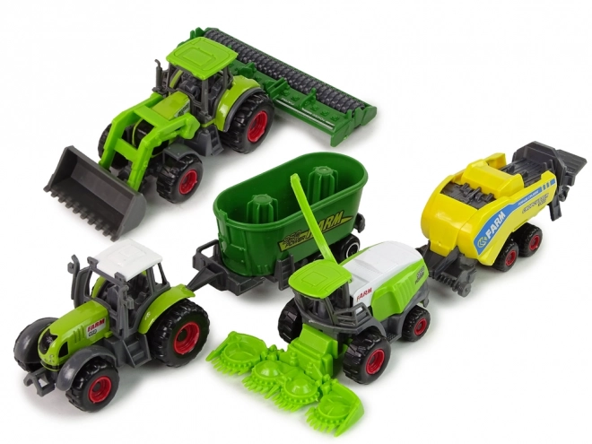 Zestaw 6 pojazdów rolniczych Traktor Kombajn Metalowe części