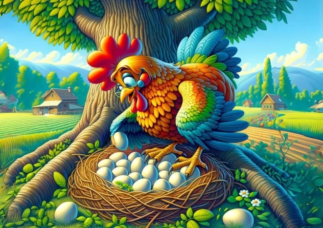 Puzzle Kogut z jajkami 25 elementów