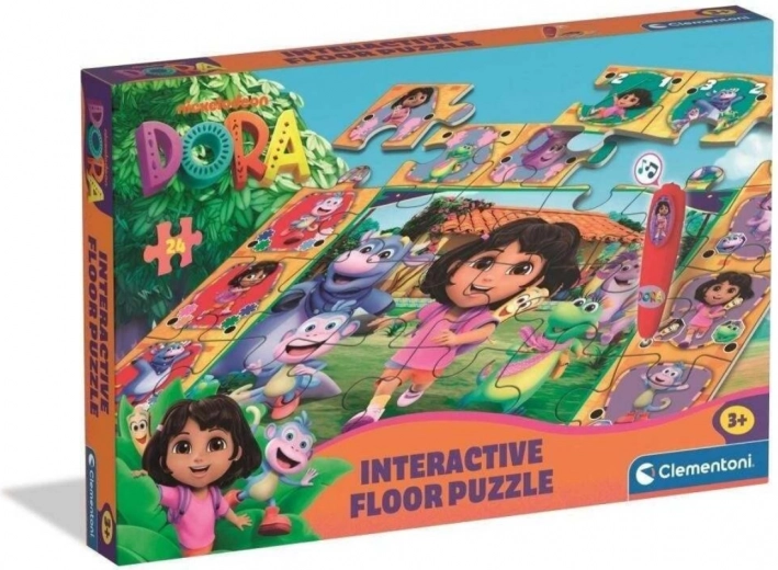 Podłogowe puzzle z interaktywnym długopisem DORA podróżniczka – 24 elementy