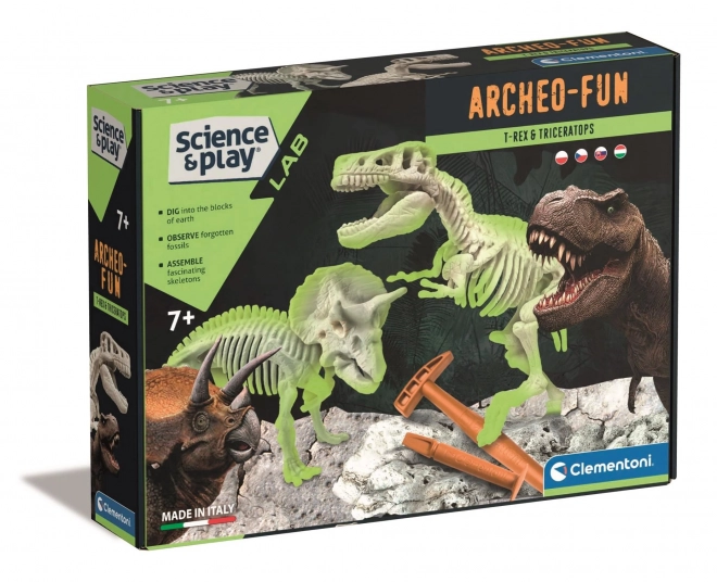 CLEMENTONI Nauka i Zabawa ArcheoFun: T-Rex + Triceratops