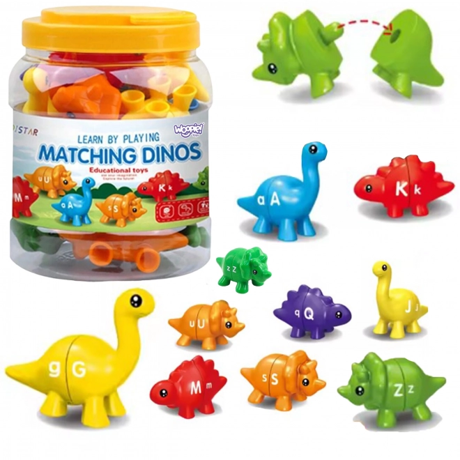 WOOPIE zestaw Montessori figurki dinozaurów do układania z nauką kolorów i liter Dopasuj Literki 13 szt.