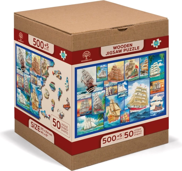 Drewniane Puzzle Żaglowiec 2w1 505 elementów od Wooden City