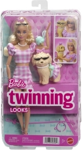 Barbie podwójny kostium z kokardą – lalka z pieskiem