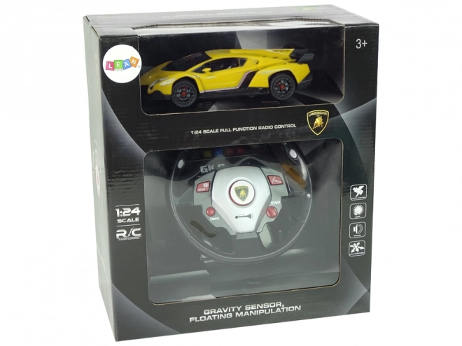 Zdalnie sterowany Lamborghini Veneno Żółty 2.4G zdalne sterowanie kierownicą Świetlne dźwięki