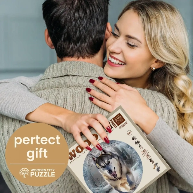 WOODEN CITY Drewniane puzzle Biegnący wilk 505 elementów EKO