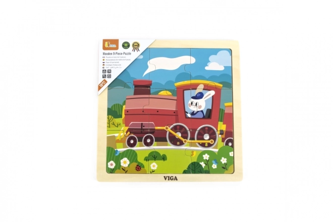 Drewniane puzzle 9 elementów - lokomotywa
