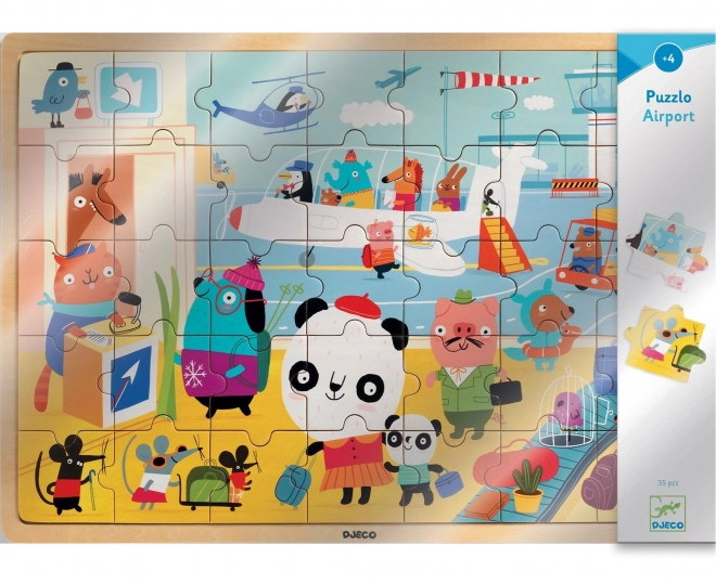 DJECO Drewniane puzzle Lotnisko 35 elementów