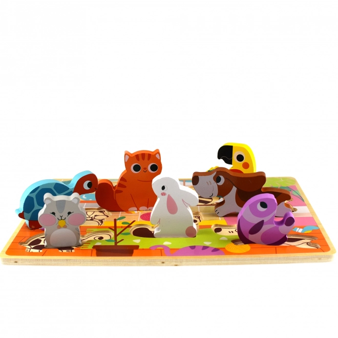 Tooky Toy drewniane puzzle Montessori zwierzątka do domu