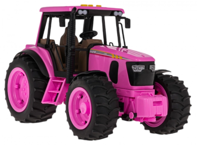 Różowy traktor z funkcją świateł i dźwięków