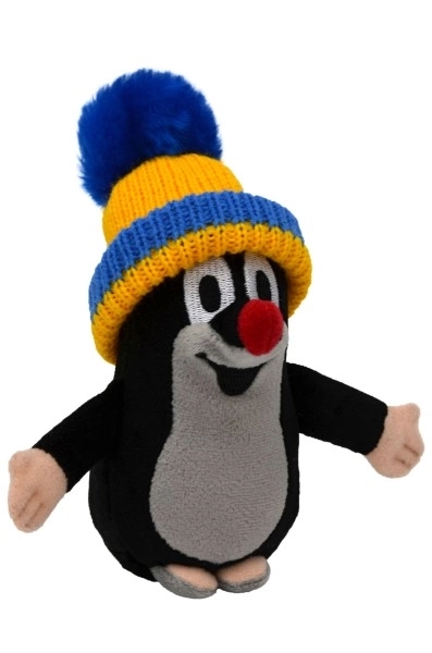 Krecik z niebiesko-żółtą czapką plusz 15cm na karcie