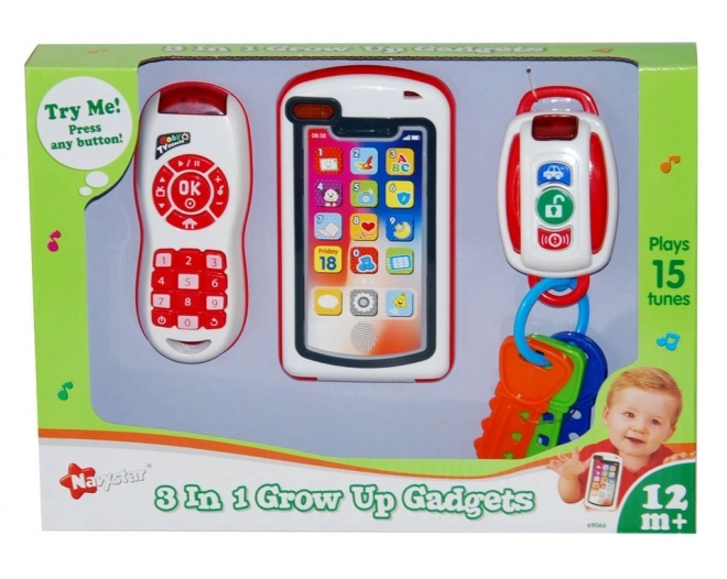 Moje pierwsze wyposażenie 3w1, kluczyki do auta, telefon i pilot