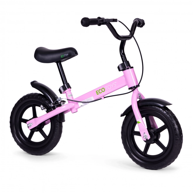 Ecotoys Dziecięcy rowerek biegowy z hamulcem i kołami EVA różowy