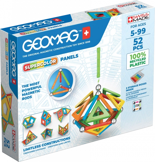 Magnetyczna konstrukcyjna zabawka Geomag Supercolor Recycled – 52 elementy