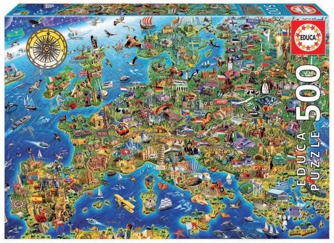 EDUCA Puzzle Szalona mapa Europy 500 elementów