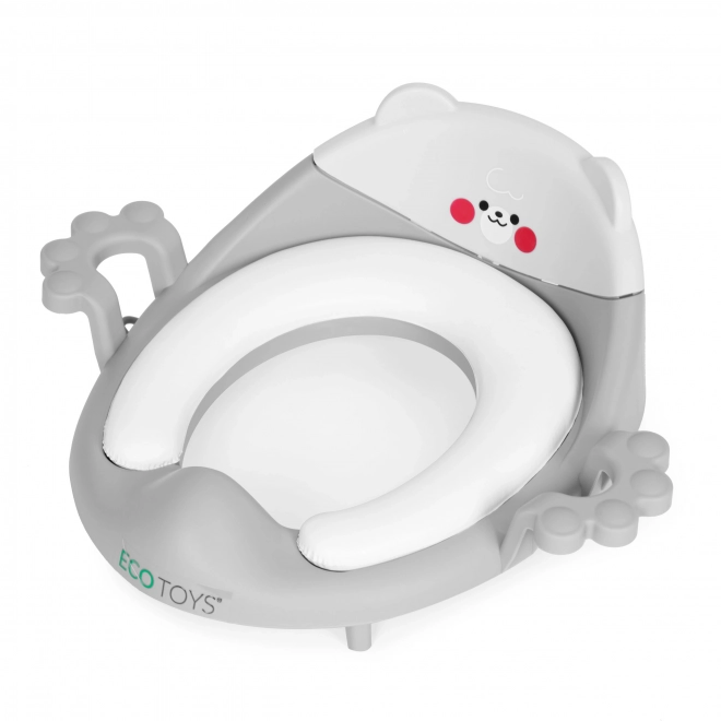 Dziecięca nakładka na toaletę z uchwytami i miękką poduszką szara ECOTOYS