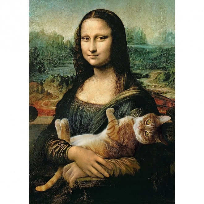 Puzzle Mona Lisa z kotem Mruczek, 500 elementów