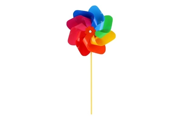 Wiatraczek średnica 22cm kolorowy tęczowy plastik 47cm