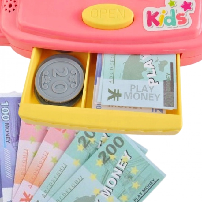 WOOPIE Dziecięca kasa z półką i akcesoriami różowa