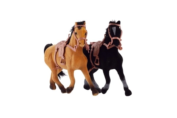 Koń pluszowy z siodłem 15cm 2 kolory w woreczku 16x24cm