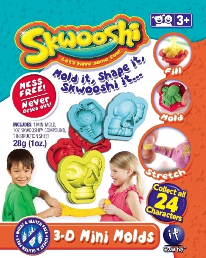 Skwooshi kolekcjonerskie saszetki z masą plastyczną i mini foremką 3D