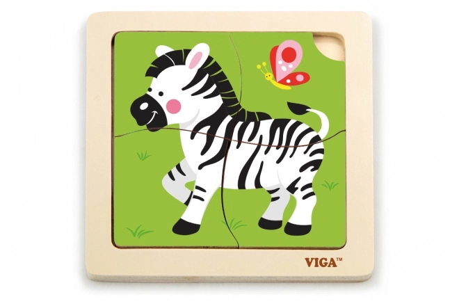 Drewniane puzzle 4 elementy- zebra