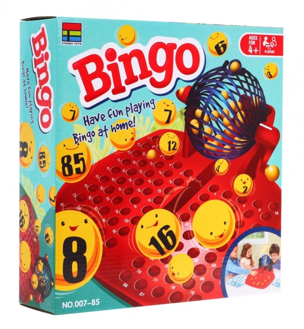 Gra dla dzieci Bingo 4+ Loteria Liczb + Maszyna losująca z bębnem + Kulki z liczbami + Karty Żetony
