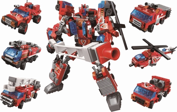 QMAN Blazing Mars 6w1 strażacki zestaw z mech-robotem do zbudowania