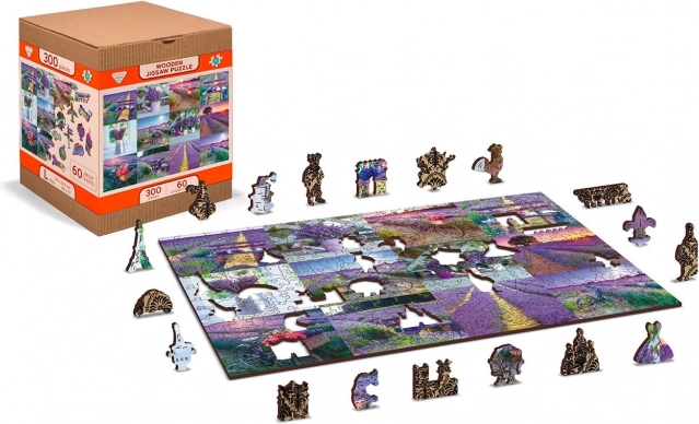 Drewniane puzzle WOODEN CITY Lawendowa Francja 2w1, 300 elementów