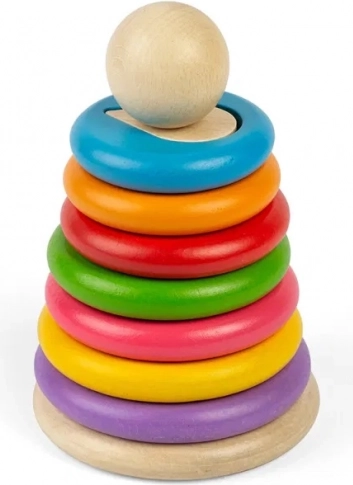 Bigjigs Toys drewniana wieża do nakładania z kształtami