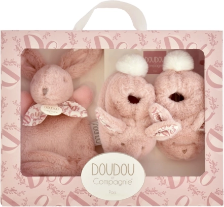 Doudou Zestaw prezentowy - Pluszowy króliczek i buciki