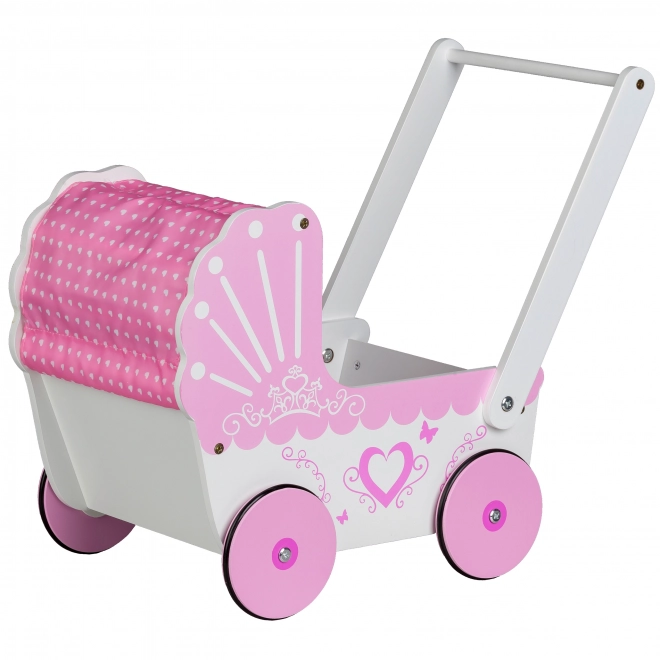 EcoToys Drewniany wózek dla lalek Pink Heart
