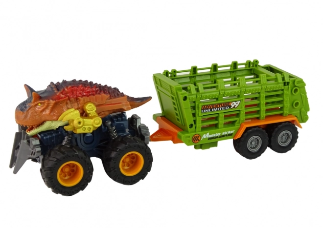 Samochód Dinozaura z Przyczepą i 4 Figurkami Dinozaurów