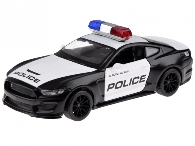 Metalowe policyjne auto Ford Shelby GT350 w skali 1:32 z efektami świetlnymi sygnałów