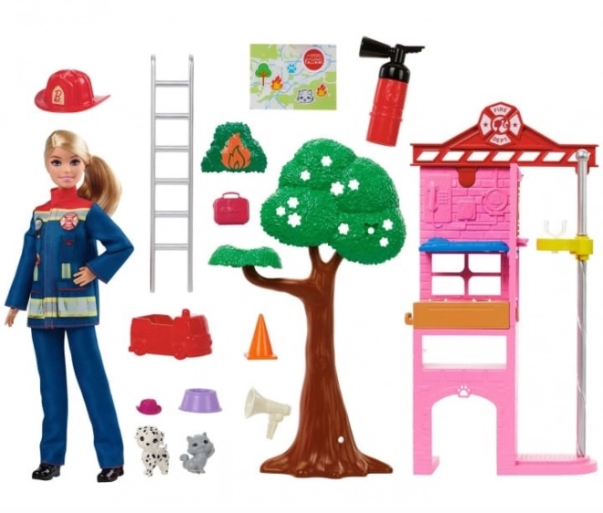 Lalka Barbie strażaczka z akcesoriami