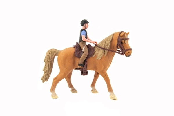 Koń + dżokej plastikowy 15cm w pudełku 20x16x5,5cm