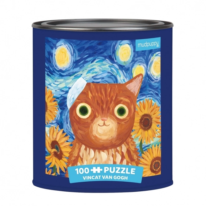 Puzzle Vincent van Gogh artystyczne kotki 100 elementów w puszce