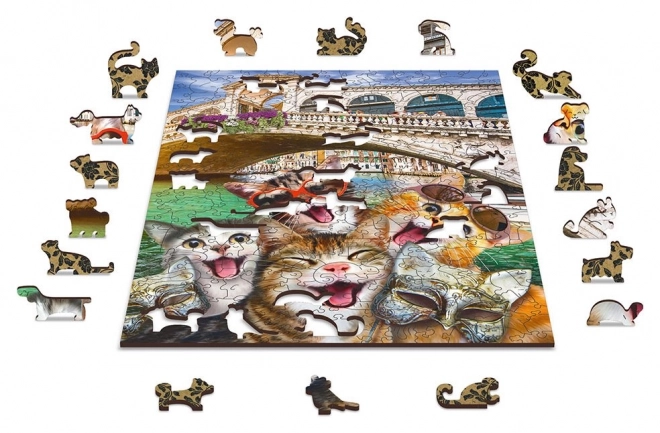 Drewniane puzzle Kocięta w Wenecji 2w1
