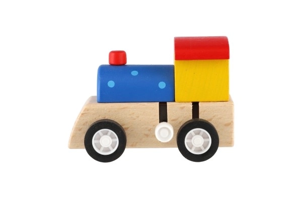 Lokomotywa na kluczyk drewno 7cm różne 3 kolory