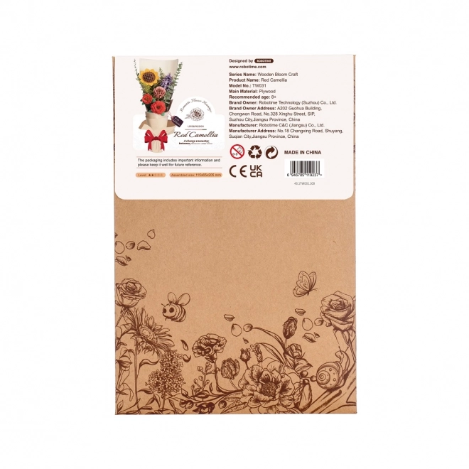 RoboTime Drewniane 3D puzzle Czerwona kamelia