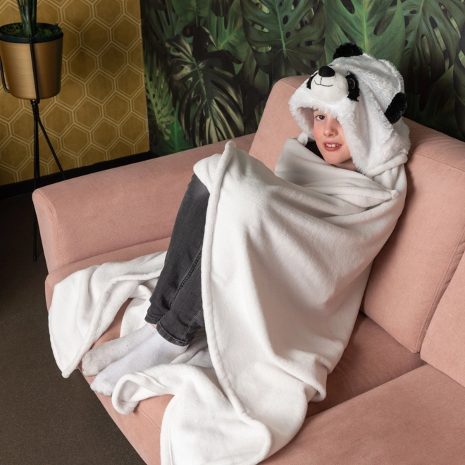 Cozy Noxxiez BL823 Panda - ciepły koc z kapturem z motywem zwierząt i kieszeniami na łapki
