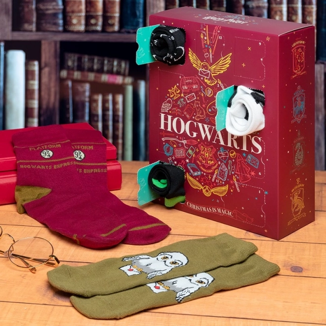Kalendarz adwentowy HARRY POTTER – skarpetki, 12 par (rozm. 36–41)