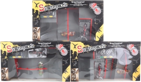 Zestaw ramp Skatepark z miniaturową deską i rowerem