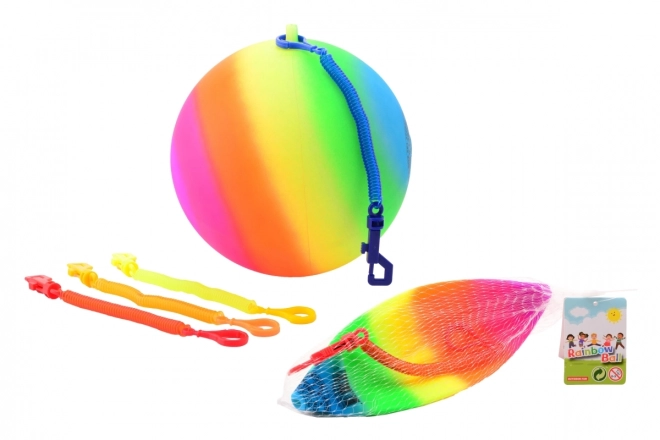 Tęczowa piłka z karabinkiem 20 cm