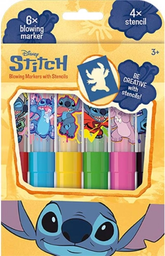 Dmuchane flamastry Lilo & Stitch – zestaw 6 kolorów z szablonami