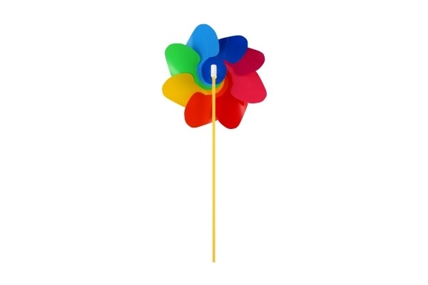 Wiatraczek średnica 22cm kolorowy tęczowy plastik 47cm