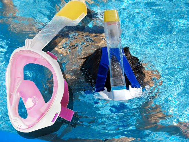 Składana pełnotwarzowa maska ze snorklem S/M różowa
